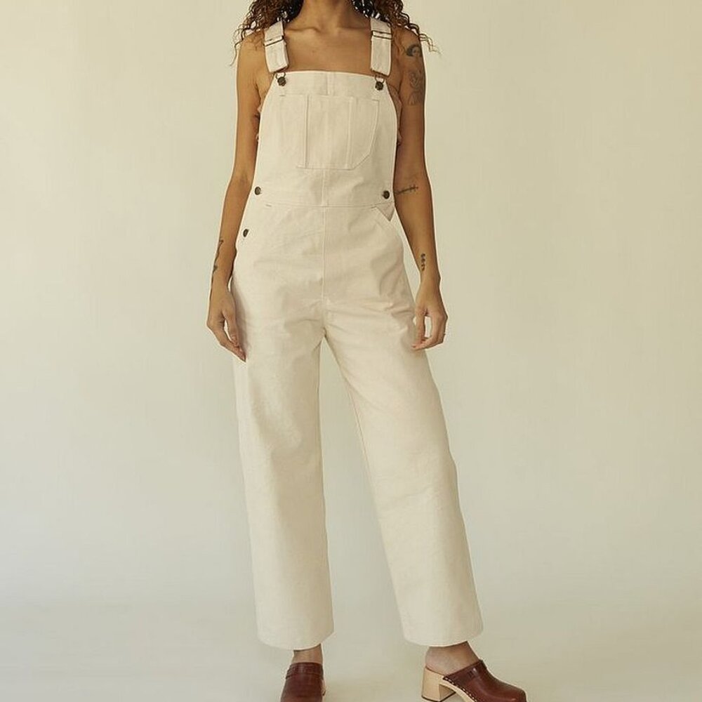 RARE Lykke Wullf Sierra Natural Canvas Overalls NWOT XS/S